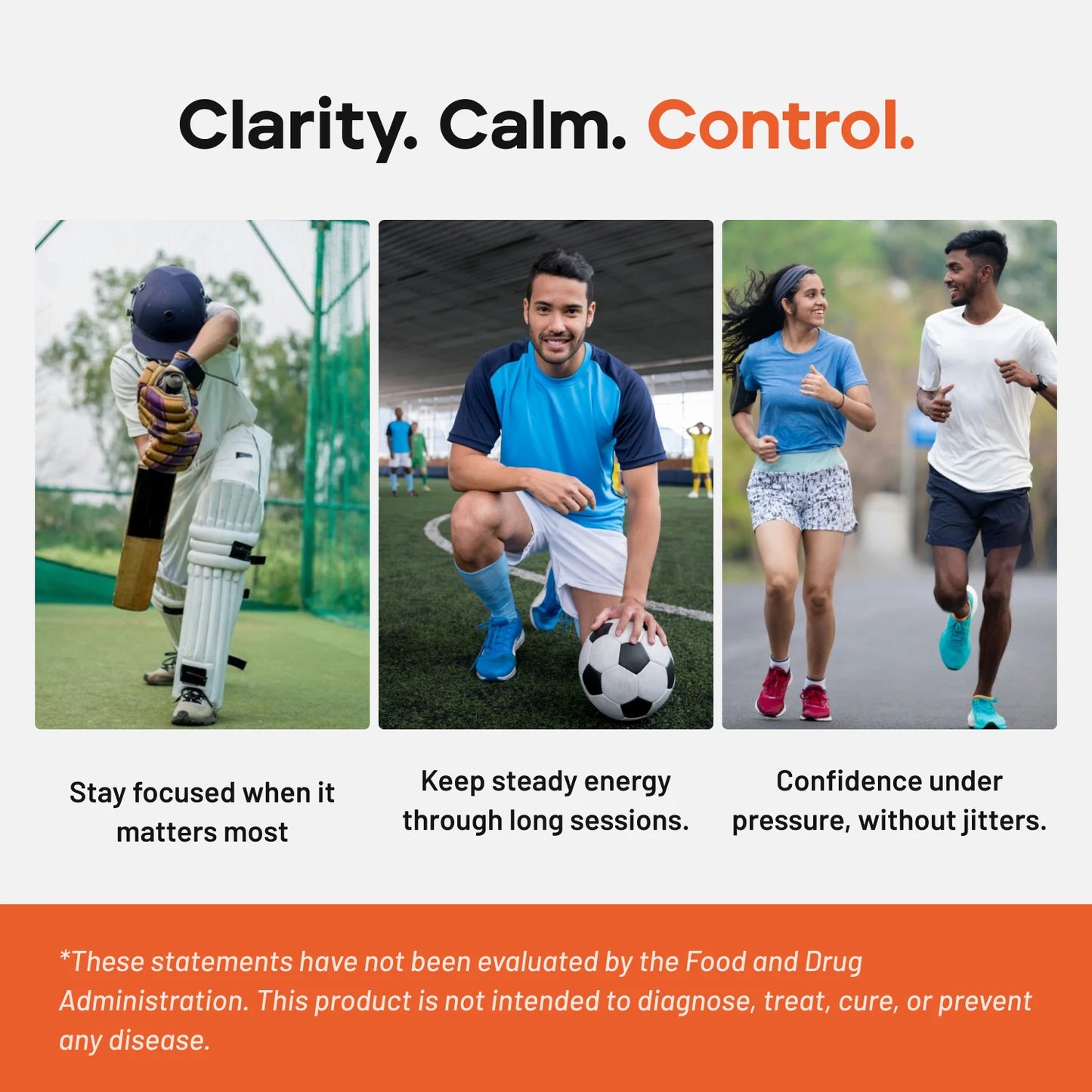 Product advertisement with athletes engaged in sports activities on a white background.