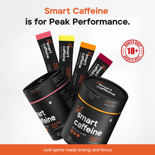 Smart Caffeine energy drinks with packaging and branding on a white background
